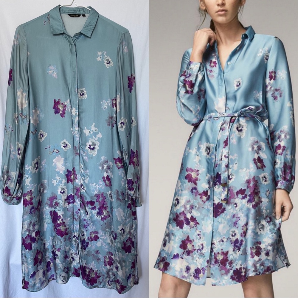 MASSIMO DUTTI FLORAL SHIRT DRESS